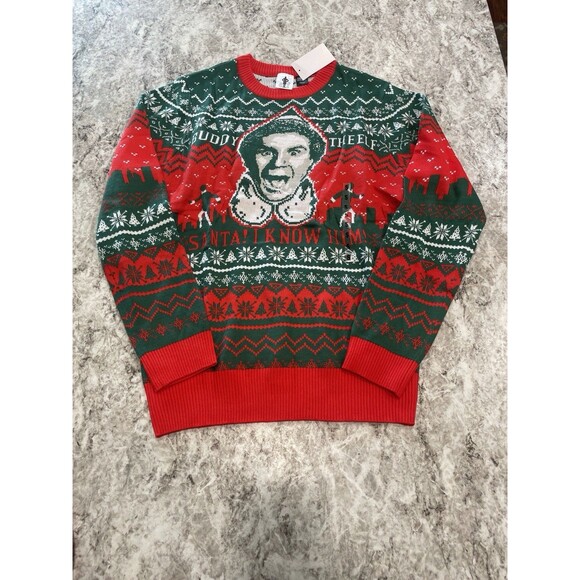NEW Buddy The Elf Ugly Christmas Sweater Santa I Know Him Size Small - Picture 1 of 8
